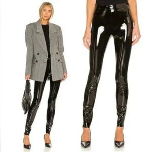 NWT Alice + Olivia Maddox Black Vegan Latex Leather Leggings Size 4